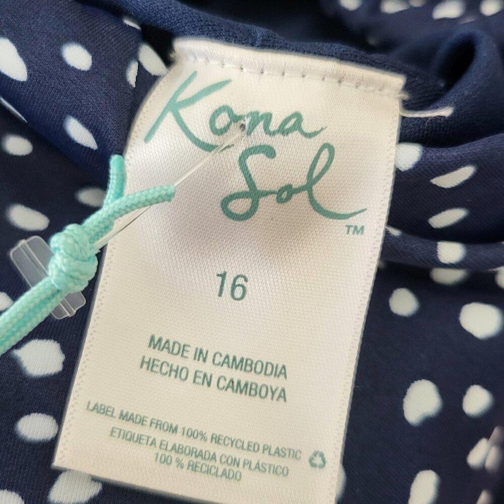 Kona Sol Women's Polka Dot Ruffle Shoulder One Piece Swimsuit, BT7-T - Picture 5 of 5